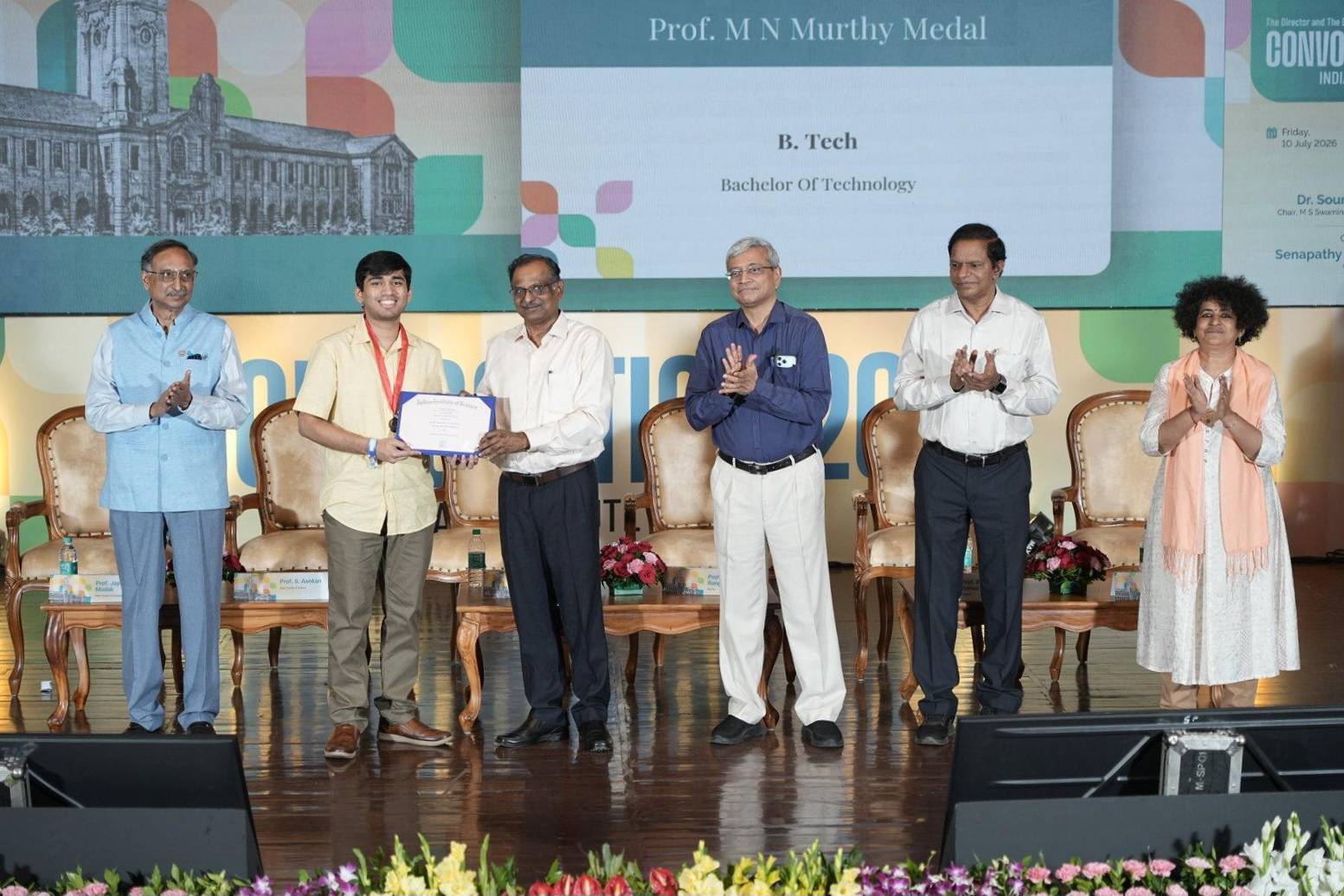 Photograph from the convocation while receiving the Prof. M N Murthy Medal.